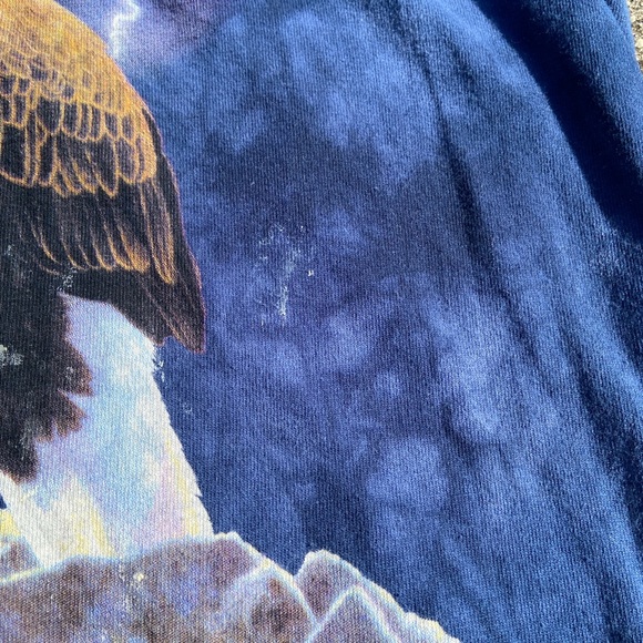 Vintage Tie Dyed Men’s XXL The Mountain Bald Eagle With Lightning Shirt In Navy - Picture 5 of 5
